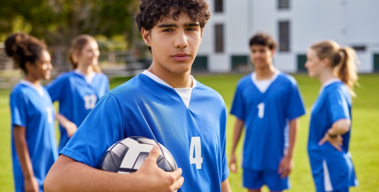 Students on a school soccer team